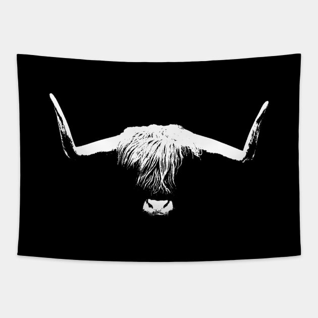 Head of highland cattle Tapestry by R LANG GRAPHICS