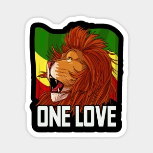 One Love Rasta Lion Jamaican Reggae Rasta Colors Magnet