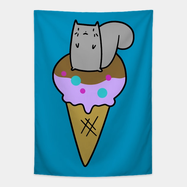 Gray Squirrel Icecream Cone Tapestry by saradaboru