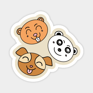 Cute animals cartoon face Magnet