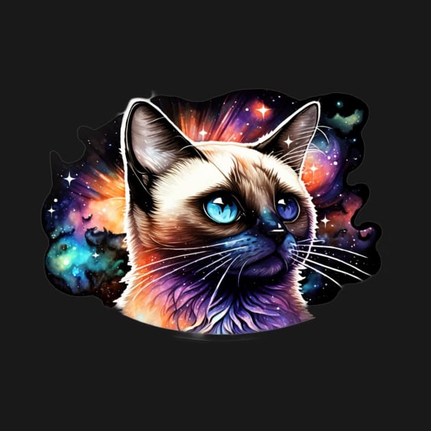 Siamese Cat With Galaxy Background by kansaikate