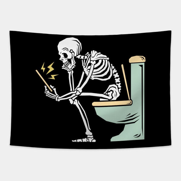 funny skeleton pooping Tapestry by TheDesignDepot