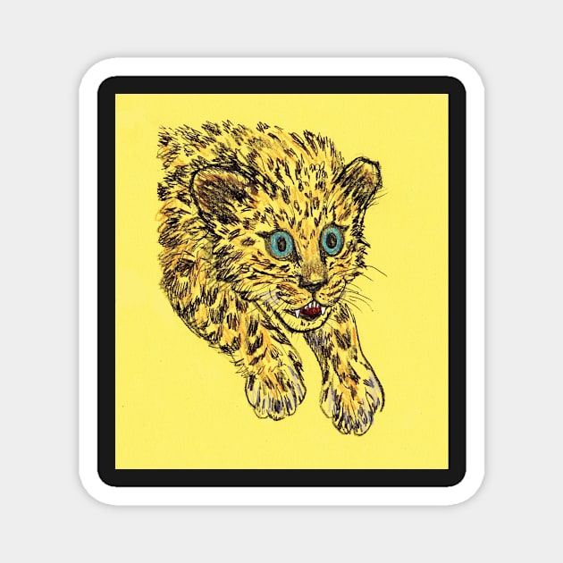 Leopard Cub drawing Magnet by sadnettles