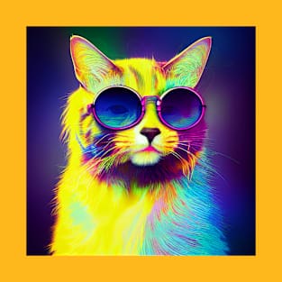 Psychedelic Cat Wearing Sunglasses T-Shirt