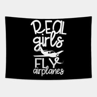 Real girls fly airplanes - Funny Girl Pilot Tapestry