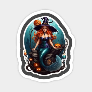 Halloween Mermaid Wizard Magnet