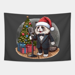 Singing Ragdoll Cat Christmas Tapestry