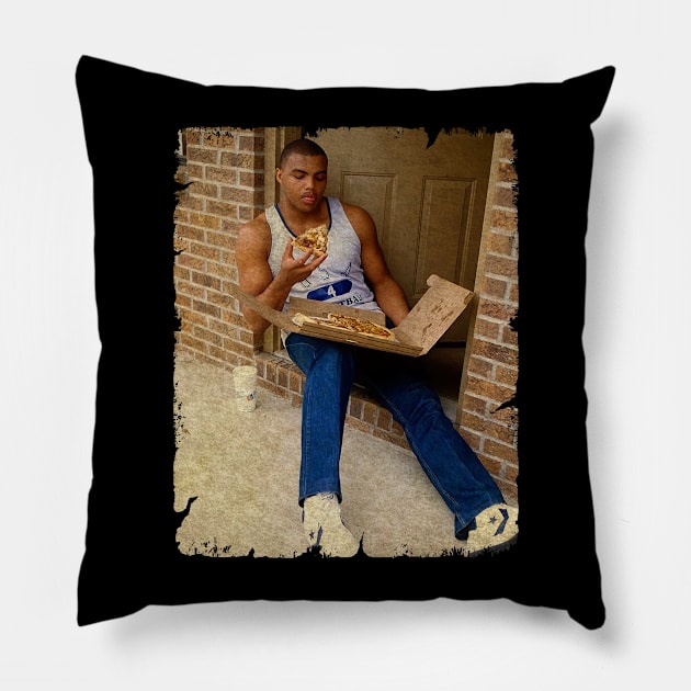 Charles Barkley - Eating Pizza Pillow by Wendyshopart