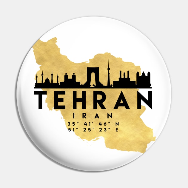 Tehran Iran Skyline Map Art Pin by deificusArt