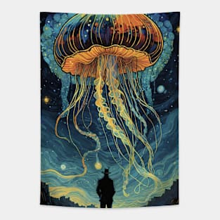 Starry Night Illumination: Van Gogh-Inspired Jellyfish Reverie Tapestry