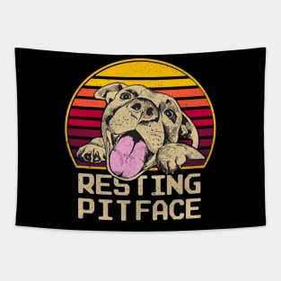 Dog Pitbull Resting Pit Face Funny Tapestry