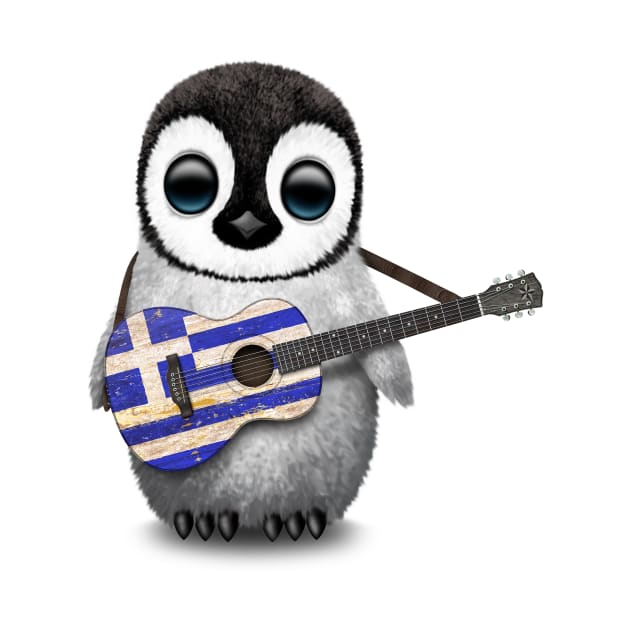 Baby Penguin Playing Greek Flag Guitar by jeffbartels