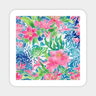 Preppy colors watercolor flowers and leaves Magnet