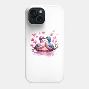 Valentine Kissing Mallard Bird Couple Phone Case