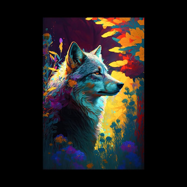 Wolf Animal Portrait Painting Wildlife Outdoors Adventure by Cubebox