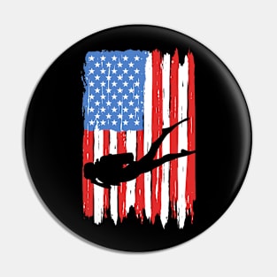 American Flag Diving Graphic Pin