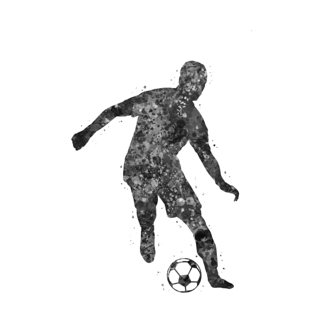 Soccer player black and white by Yahya Art