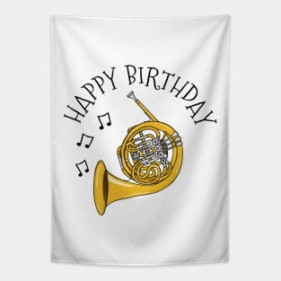 French Horn Happy Birthday Hornist Brass Musician Tapestry