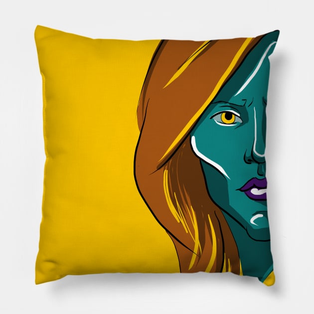 Blue woman Pillow by afalinariel