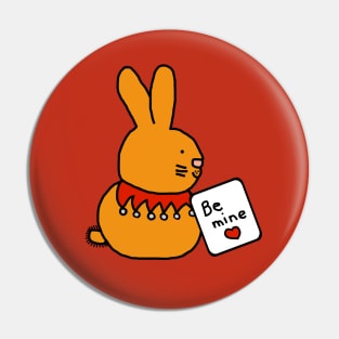 Cute Bunny Rabbit says Be Mine on Valentines Day Pin