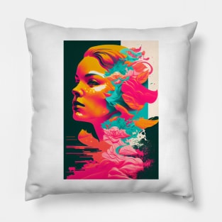 Abstract woman in pop-art style portait Pillow