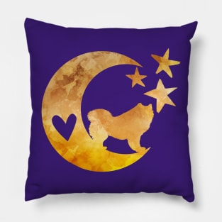 Samoyed Art Half Moon And Stars Pillow