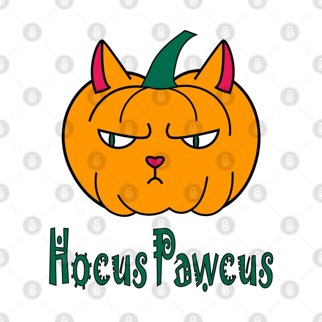 Hocus pawcus Halloween pumpkin cat magic typography by Cute-Design