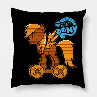 Cute Trojan Horse Retro Ancient Greek 80's Cartoon Pillow