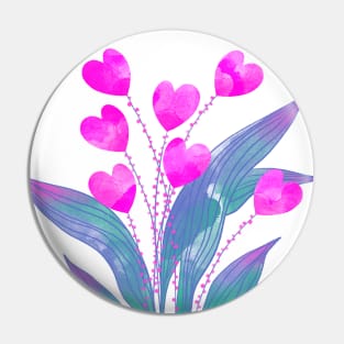 Love pink heart flower plant on white background Pin