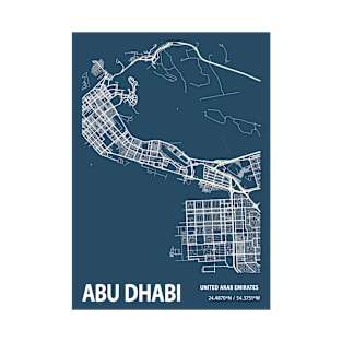 Abu Dhabi Blueprint Street Map, Abu Dhabi Colour Map Prints T-Shirt