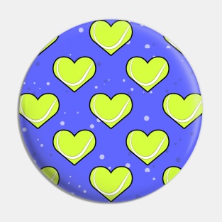 Tennis Ball Texture In Heart Shape - Pattern on Blue Background Pin