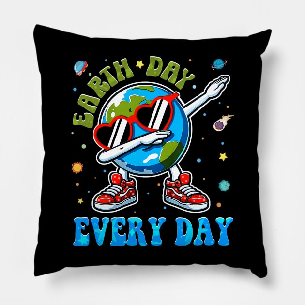Dabbing Earth With Cute Groovy Make Everyday Earth Day Pillow by Art.Ewing