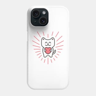 Cute White Love Cat Phone Case