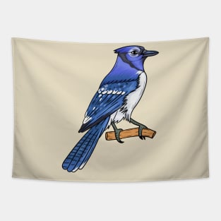 Blue jay bird cartoon illustration Tapestry