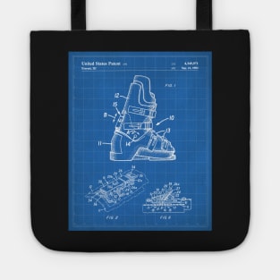 Ski Boots Patent - Skier Ski Lodge Chalet Art - Blueprint Tote