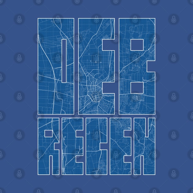 Debrecen, Hungary City Map Typography - Blueprint by deMAP Studio