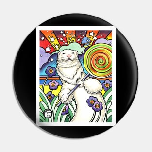 Cosmic Lollipop Ferret - White Outlined Version Pin