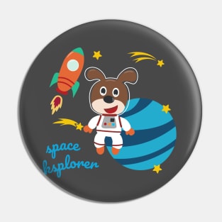 Space bear or astronaut in a space suit with cartoon style Pin