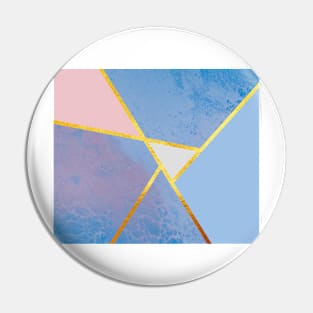 Abstract paint print, color blocking dark blue Pin