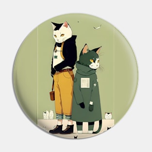 Furry Folklore: Cats in Human Habits Pin