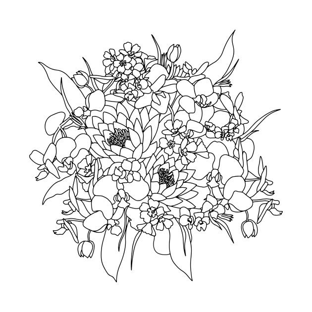 February Birth Month Flower Bouquet Drawing by EKA Design