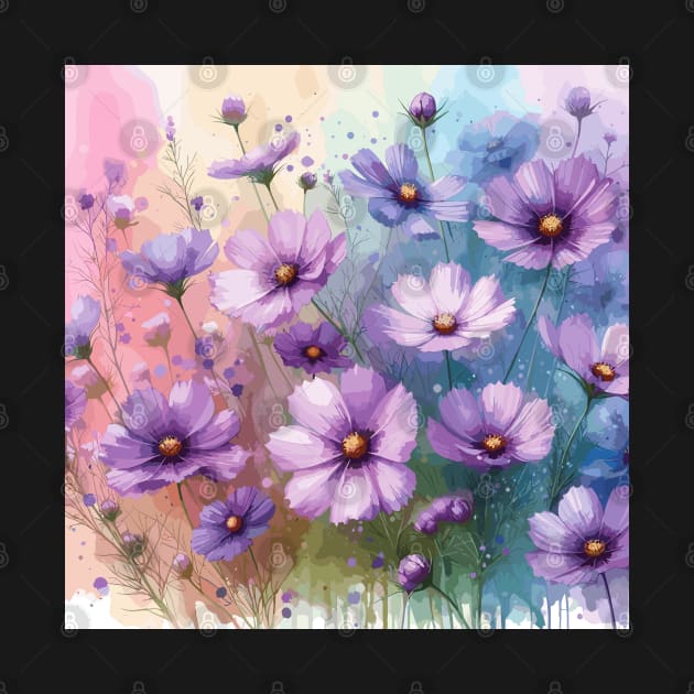 Purple Cosmos Flowers by Jenni Arts