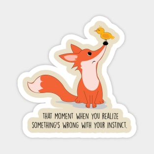 Little red fox and bird Magnet