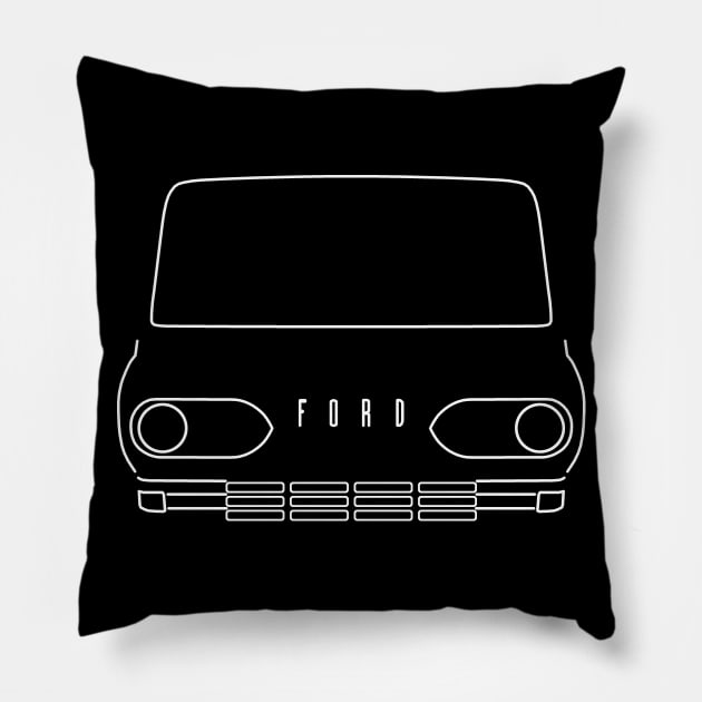 Ford Econoline classic van outline graphic (white) Pillow by soitwouldseem