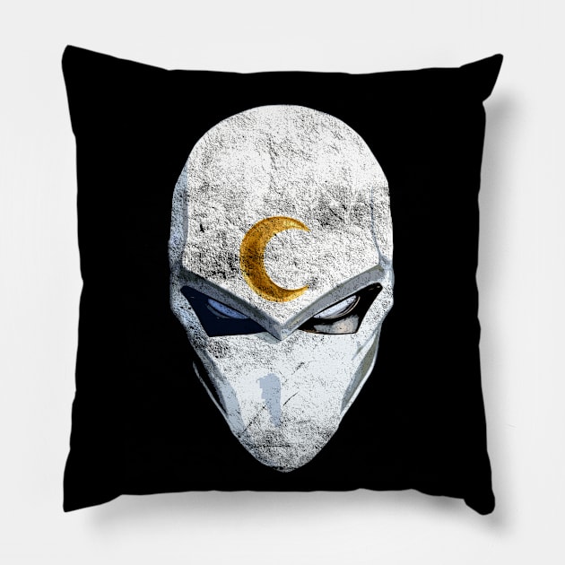 Moon Knight Mask, distressed Pillow by woodsman