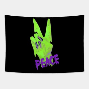 alien hand peace sign Tapestry