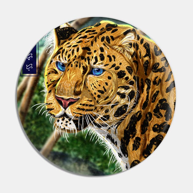 Amur Leopard - White Pin by Thor Reyes