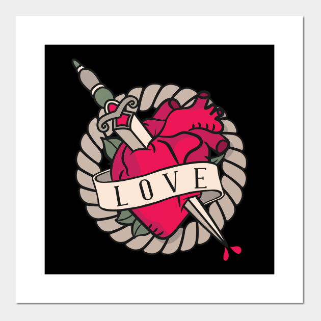 Old School Heart - Heart Tattoo - Posters and Art Prints | TeePublic Old School Heart - Heart Tattoo - Posters and Art Prints | TeePublic