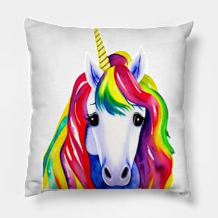 Colorful watercolor Unicorn Pillow