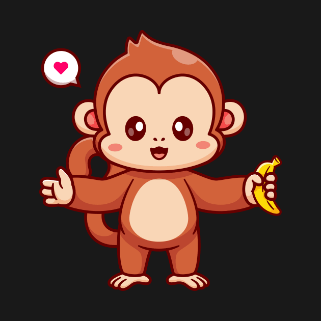 Cute Monkey Holding Banana Cartoon by Catalyst Labs